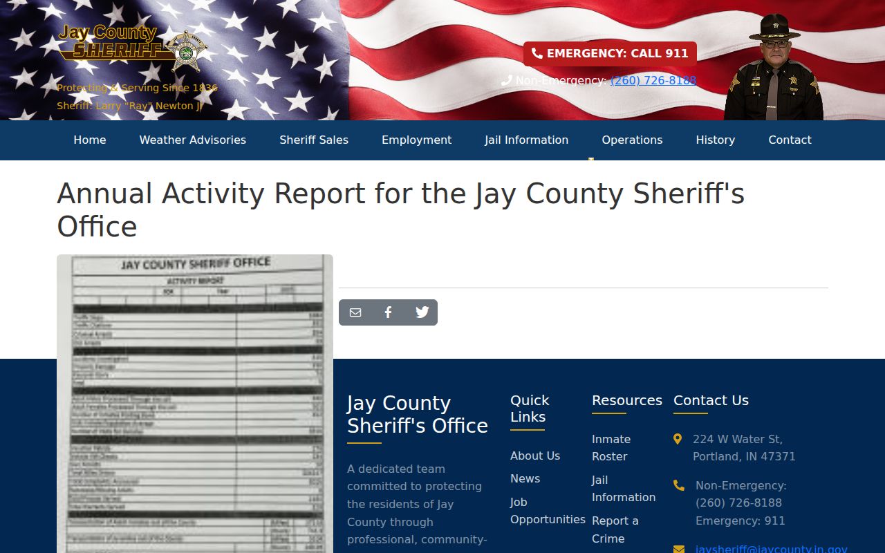 Jay County warrant records annual sheriff report