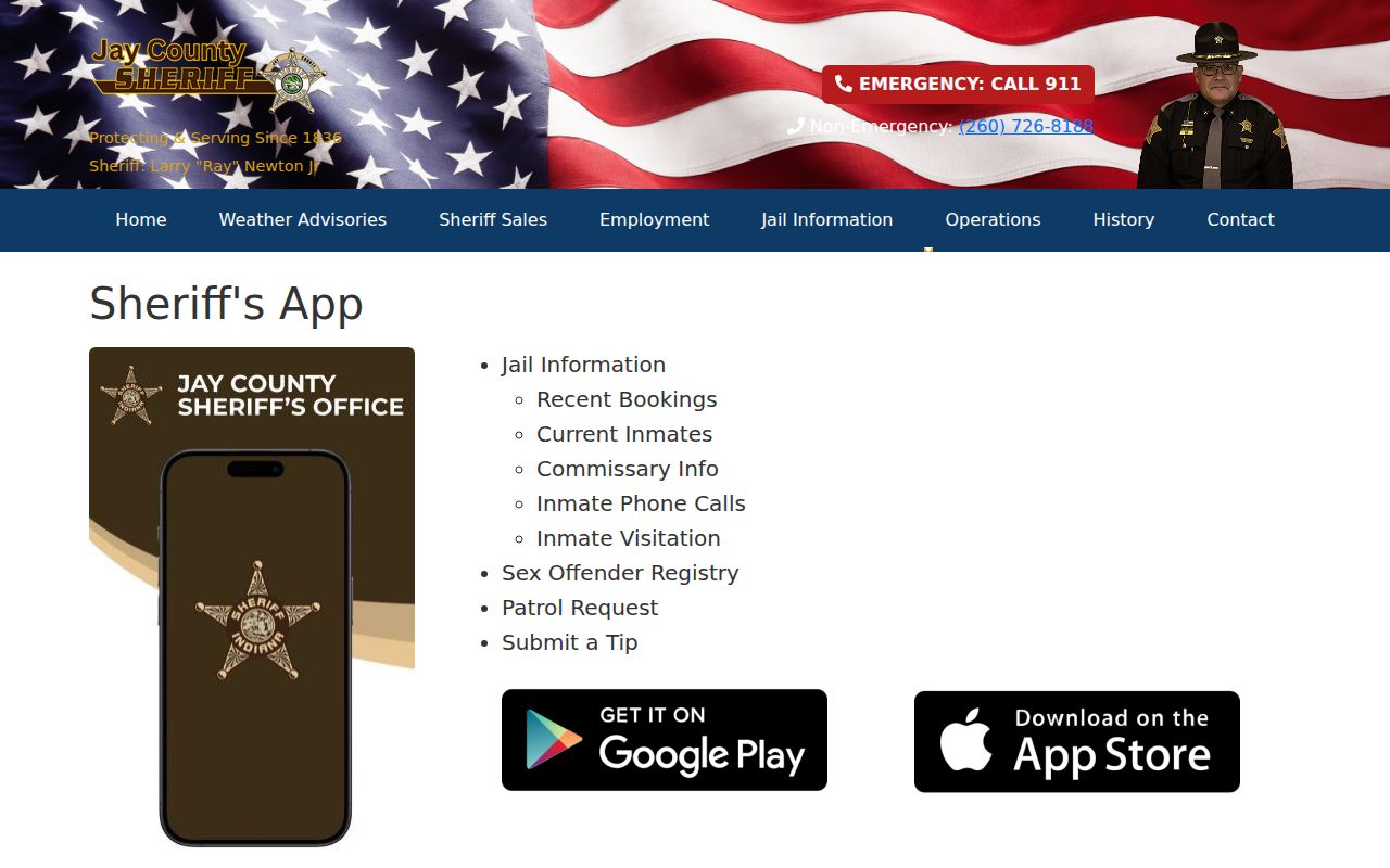 Jay County warrant records and sheriff app channels