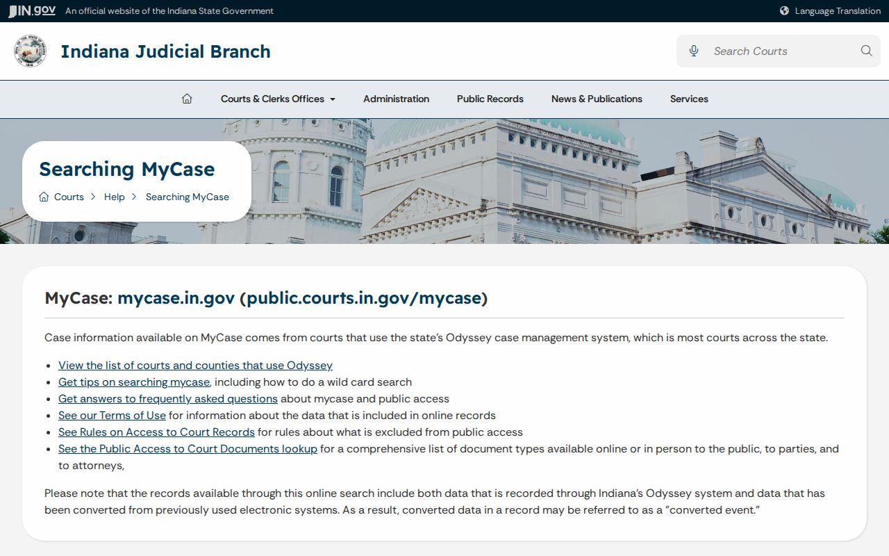 Jay County warrant record MyCase help information