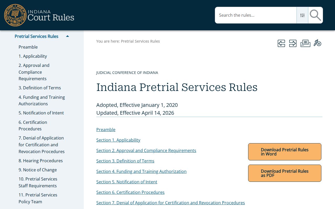 Jay County arrest warrant Indiana pretrial rules