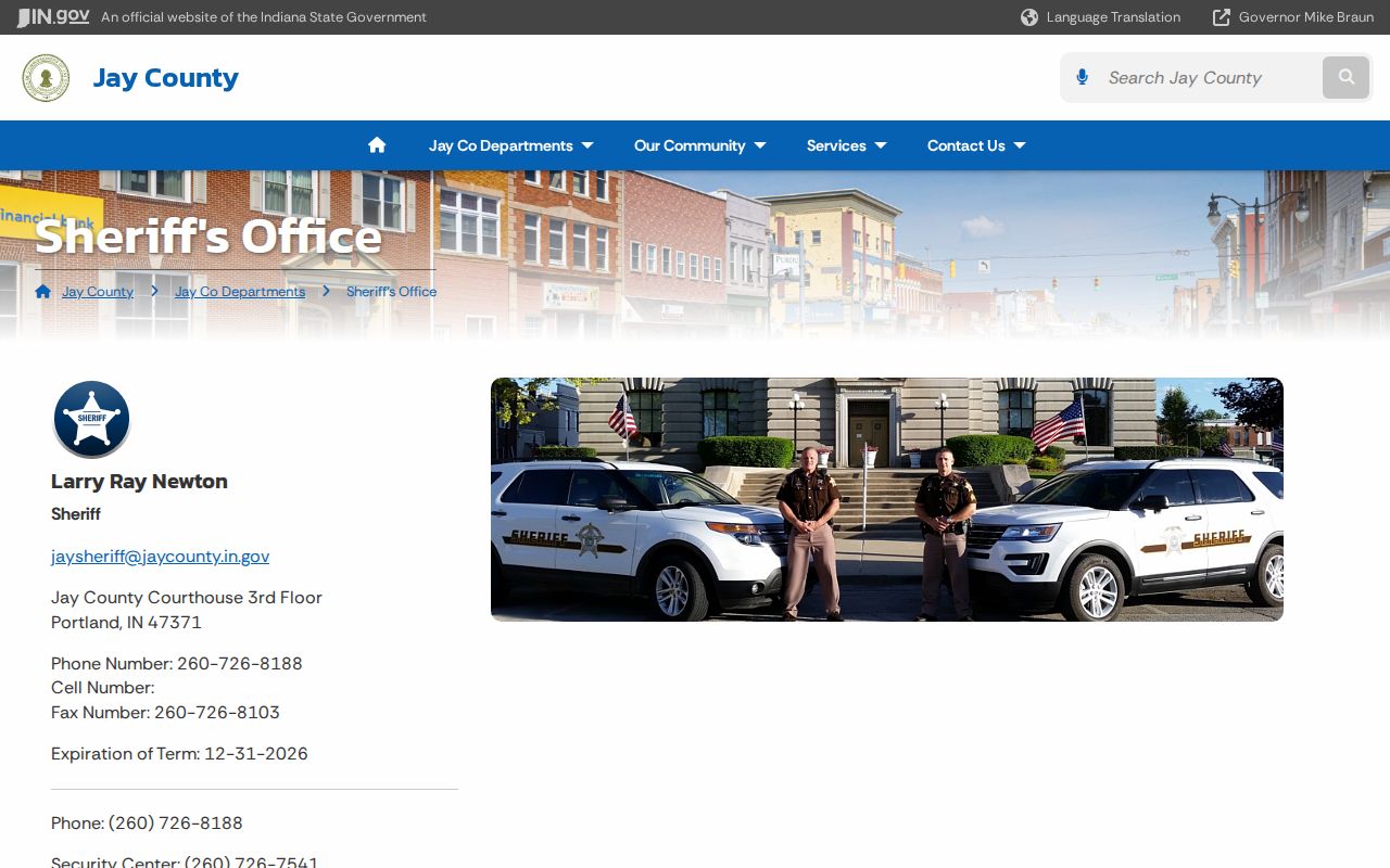 Jay County warrant records sheriff office profile