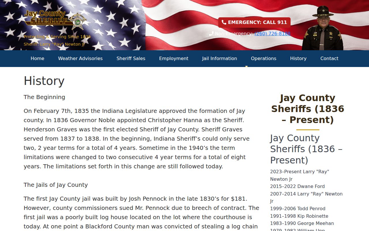 Jay County warrant records sheriff history